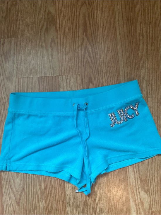 Juicy Couture Pants - Juicy Couture vintage Turquoise Blue Logo Women's Shorts back pockets